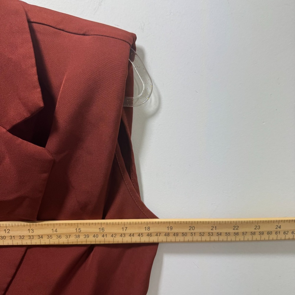 Rust Terracota Double Breasted Sleeveless Blazer Dress Longline Vest Coat S - Picture 4 of 6